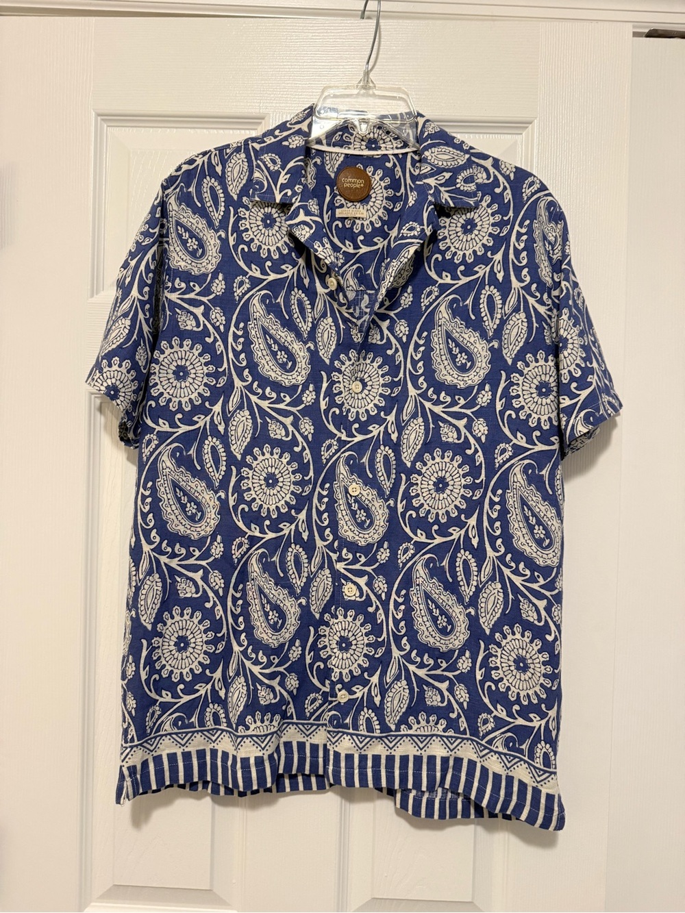 Common People Linen Blend Paisley Short Sleeve Button-Down Shirt